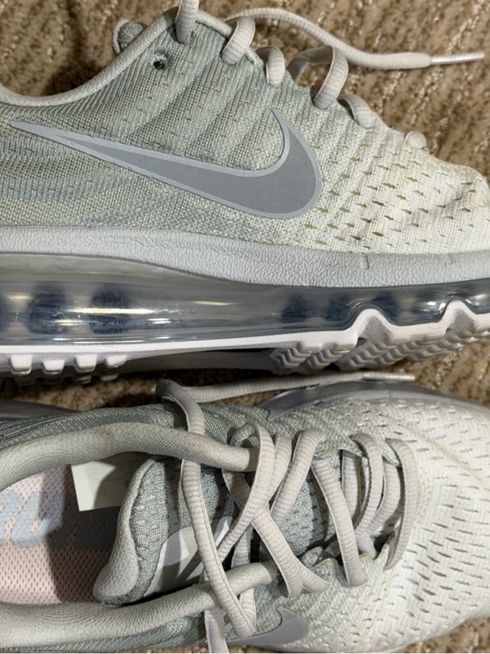 Nike Light Gray and White Air Max Knit Sneakers